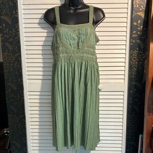 Matilda Jane Sage Green Midi Dress with Lace Detail